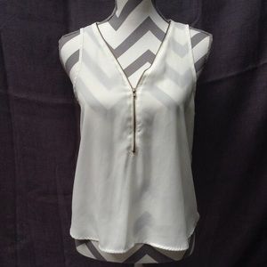 Ambiance - White Sheer Zip-Up Tank